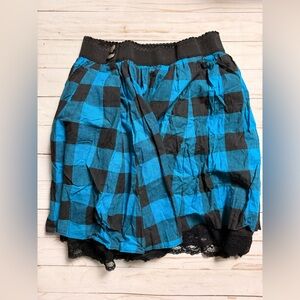 Forever 21 Blue and Black Checkered Mini Skirt